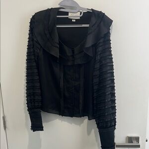 Alexis Black Ruffled Sailor Collar Blouse